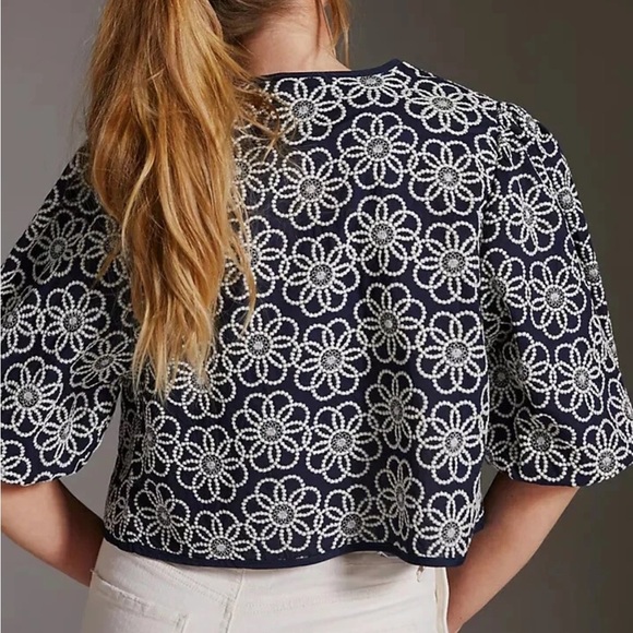 Anthropologie Maeve Embroidered Floral Open shrug Cardigan - One size - - Picture 14 of 14